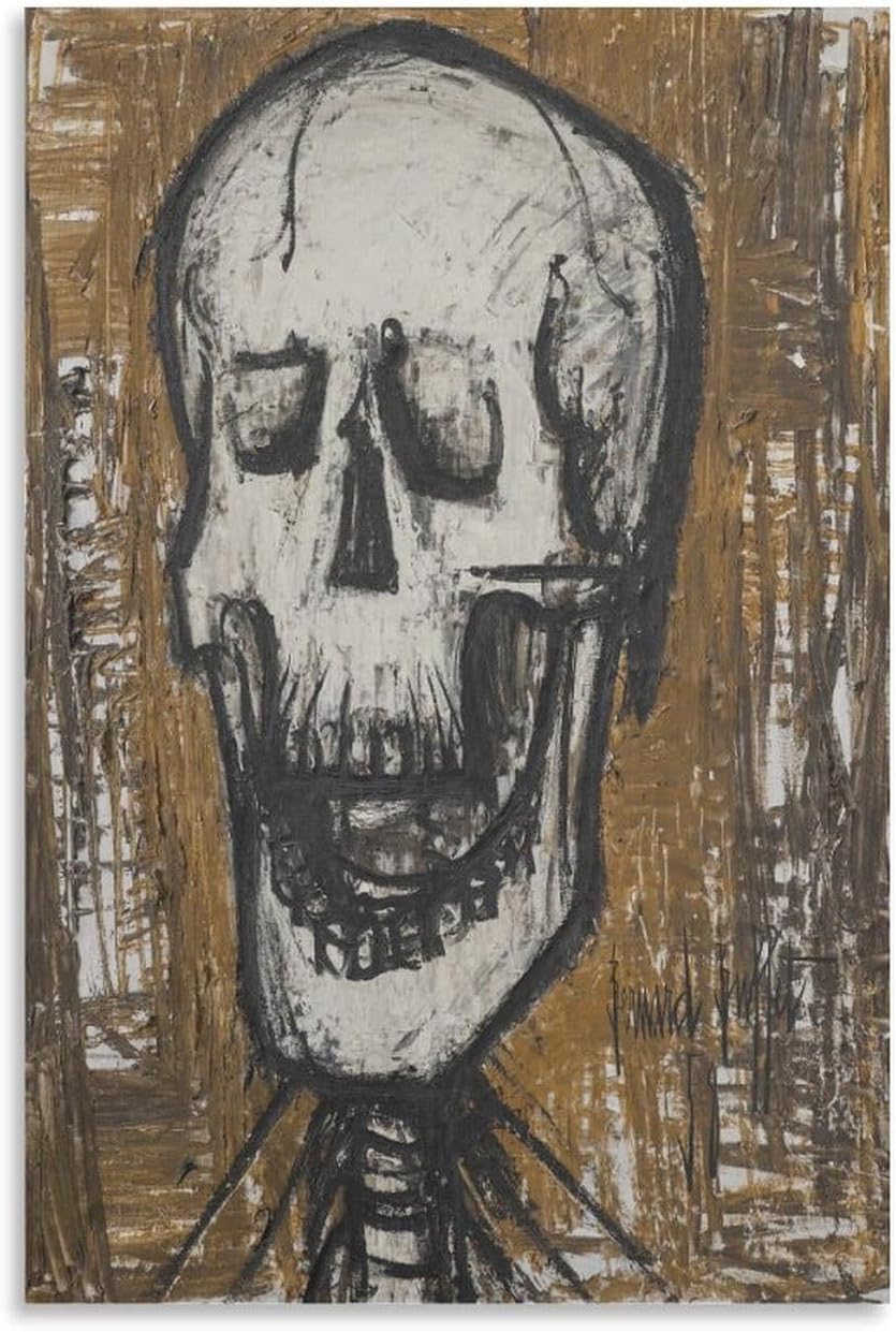 Rikin Liuff Skull by Bernard Buffet Canvas Poster Wall Art Home Decor 40x60cm Framel
