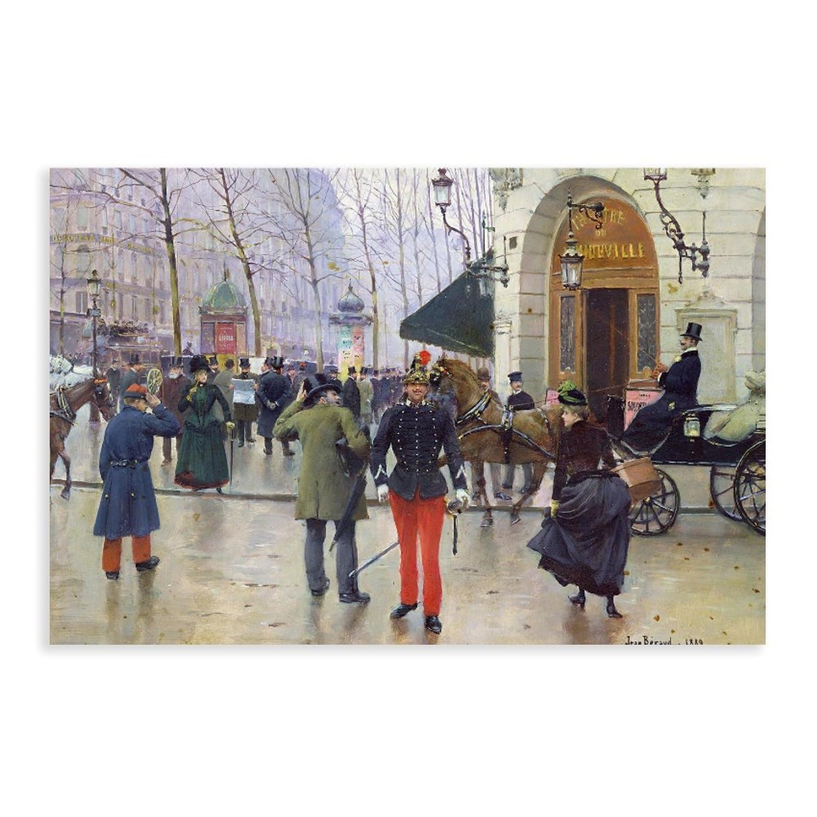 DFJyjFGJJ Jean Beraud,The Boulevard Des Capucines And The Vaudeville Theatre,famous Art Canvas Posters Wall Art Bedroom Office Room Decor Gift 16" L X 24" W