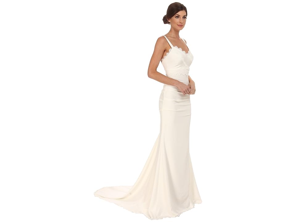 

Nicole Miller Tonya Stretch V-Neck Gown (Antique White) Women's Dress