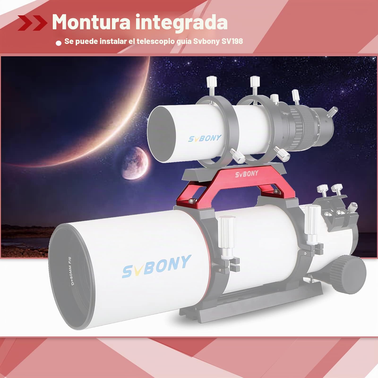 Svbony SV211 Base de Cola de Milano, Barra de Mango Telescopio 135mm, Asa de Transporte Refractor de Metal, Soporte de Montaje para Instalación del Telescopio Guía Buscador