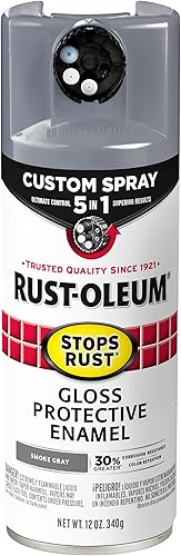 Rust-Oleum 376897 Pintura en aerosol 5 en 1 personalizada para prevención del óxido, 12 onzas, gris humo brillante