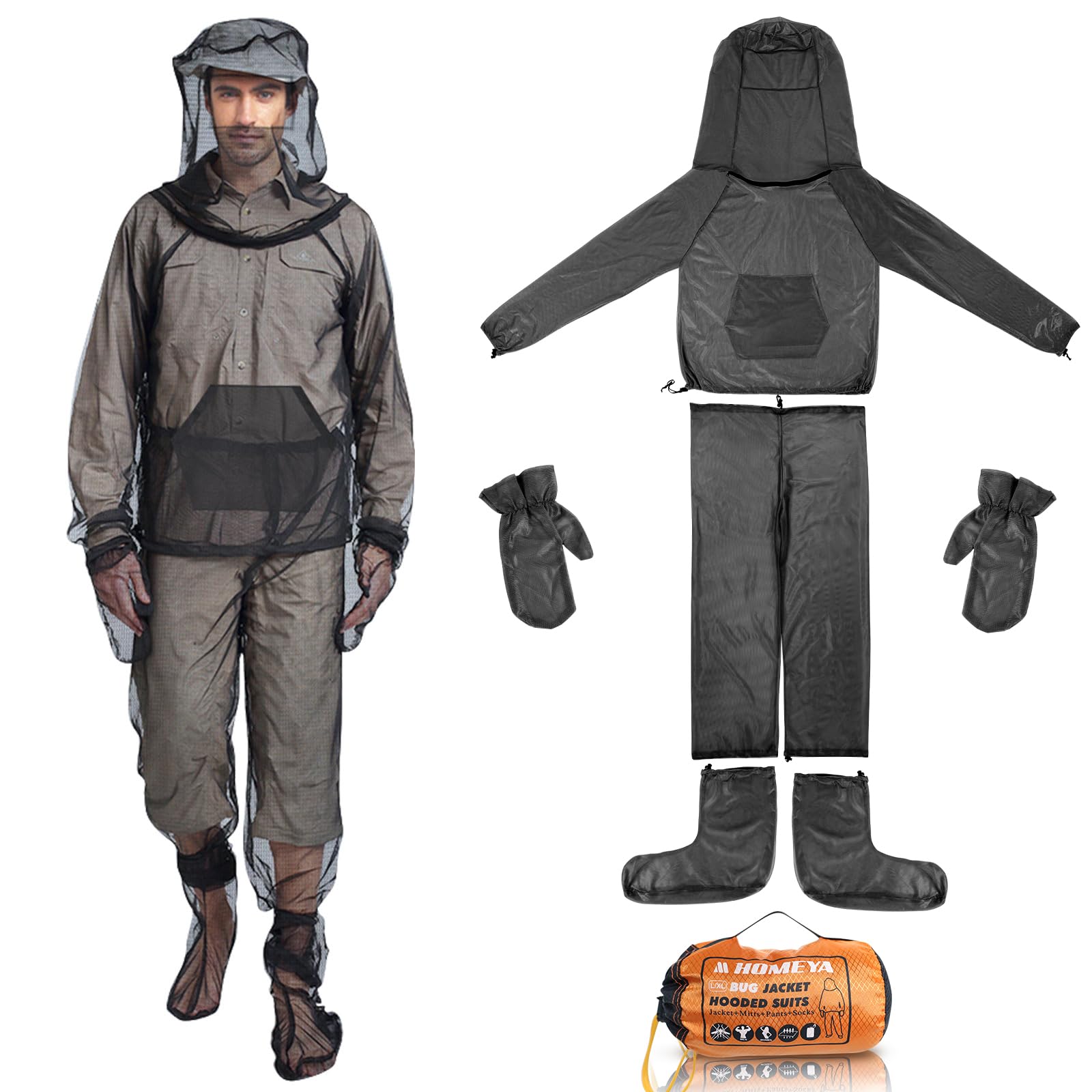 Combinaison anti-moustiques – Veste intégrale contre les insectes – Pantalon, gants et chaussettes – Protection extérieure contre les insectes pour le jardinage, la pêche, la randonnée
