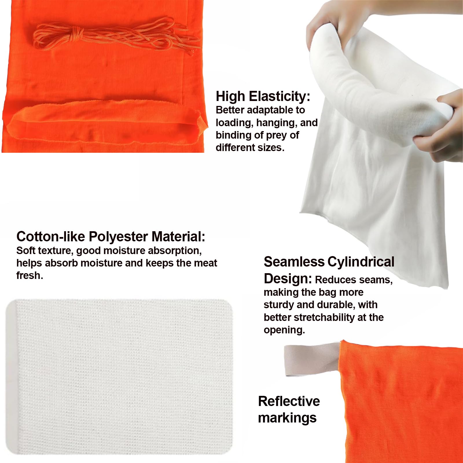 Generico Kit Lavorazione selvaggina Professionale,6 Sacchi traspiranti120×35cm e70×35cm,Sacchi per selvaggina,Riflettenti,Sacchi da Caccia,Strumento Pulizia della selvaggina,Kit Campo,Cinghiale