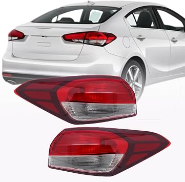 Outer Side Halogen Tail Light Rear Lamps Assembly Fits for 2017 2018 Kia Forte Sedan EX, LX, S, SX # Replace 92401-F20000 R92402-F20000 Driver & Passenger Side