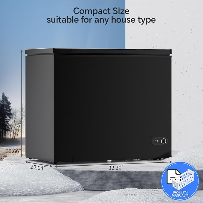 Kismile 7.0 Cubic Feet Chest Freezer with 3 Removable Basket, Free Standing Top Open Door Compact Deep Freezer with Adjustable Temperature for Home/Kitchen/Office/Garage/Bar (7.0 Cu.Ft, Black) on Fridge.com