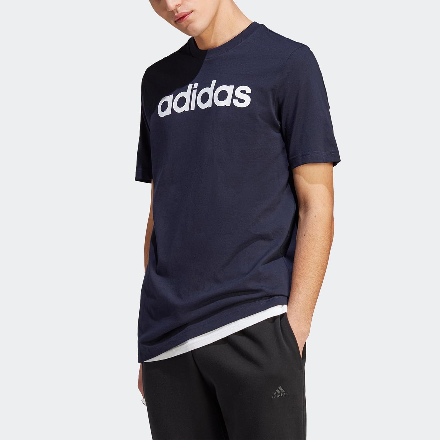 adidas Mens Essentials Single Jersey Linear Embroidered Logo T-Shirt - Image 4