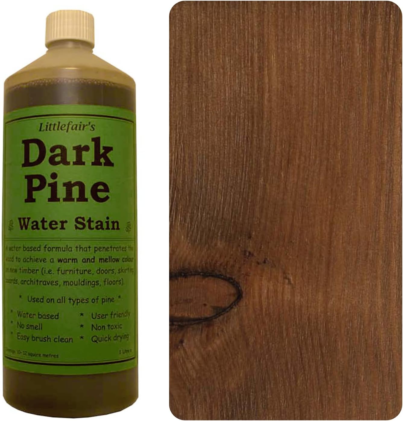 Littlefair’s NonToxic WaterBased Wood Stain 2.5ltr Dark Pine Wood Dye for Indoor Timber