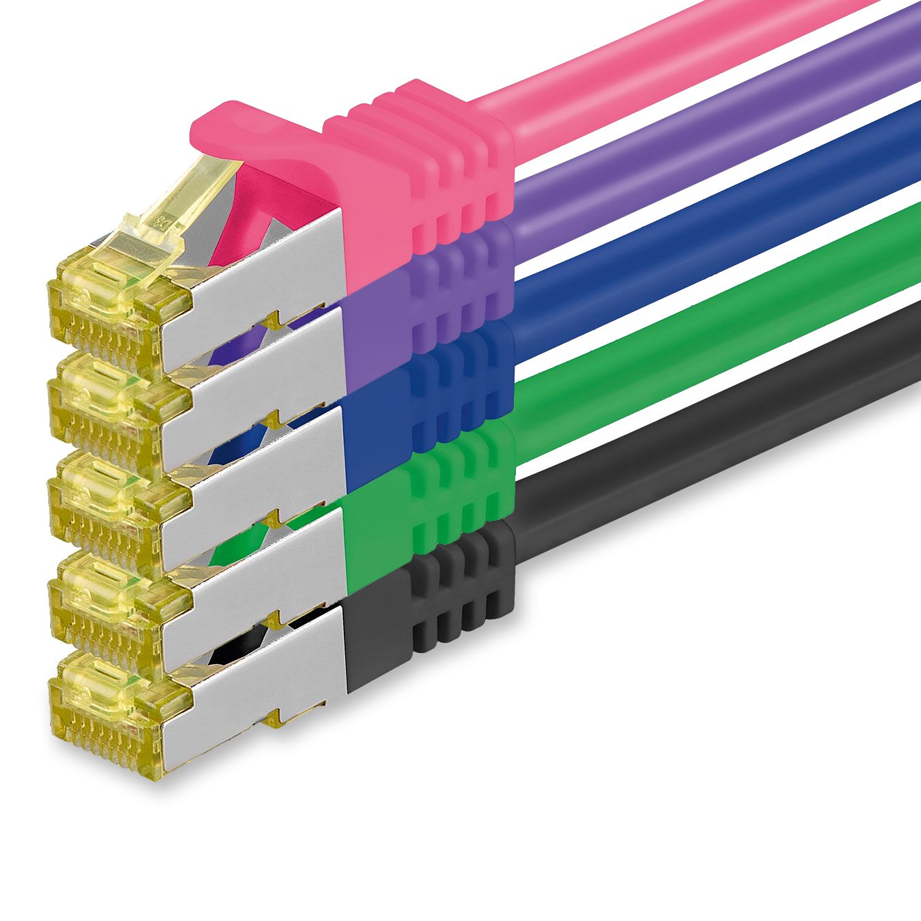 1aTTack.de Cat.7 Netzwerkkabel 5m 5 Farben 5 Stück Cat7 Ethernetkabel Netzwerk LAN Kabel Rohkabel 10 Gb s SFTP PIMF LSZH Set Patchkabel mit Rj 45 Stecker Cat.6a