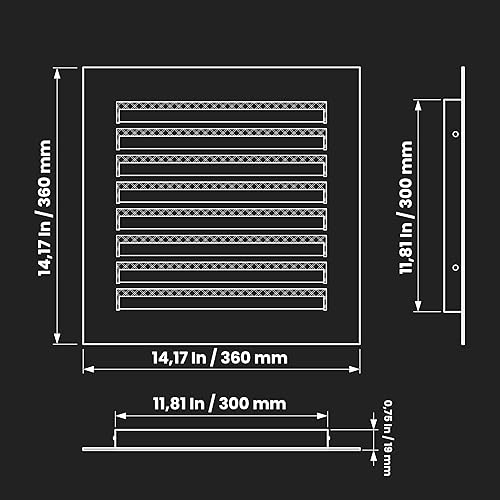 Miniatura 2 de Repa Market Cubierta de ventilación de acero galvanizado Soffit de 12 x 12 pulgadas (dimensiones interiores) - Rejilla de ventilación cuadrada con