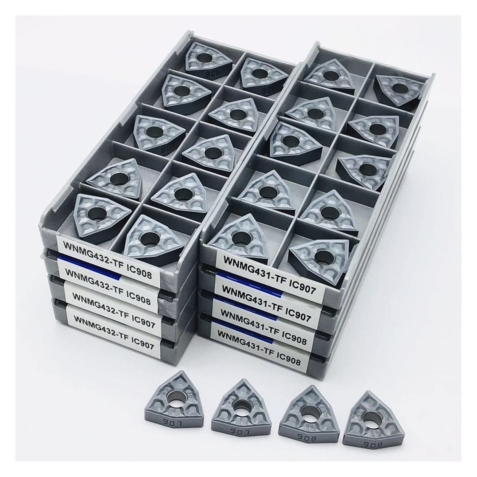 herramientas CNC Inserto de torneado WNMG080404 TF WNMG080408 TF IC907 / 908 Inserto de carburo de herramienta de torneado externo WNMG 080408 Cortador de fresado de torno (Size : WNMG080408 TF IC907