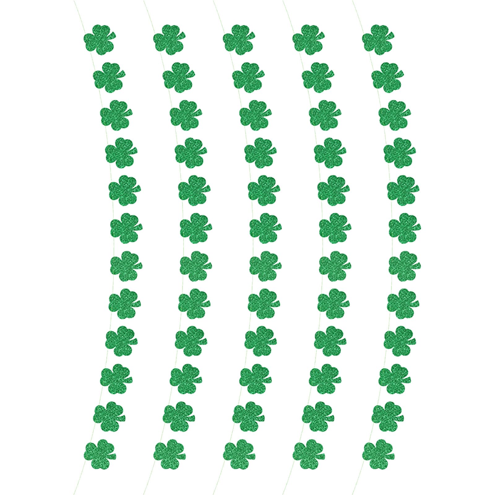 Oxxggkao Side Glittering Paper Leaves Bunting Patricks Day Decoration for Wall Door Mantels Irish Festival Celebration Leaves Bunting