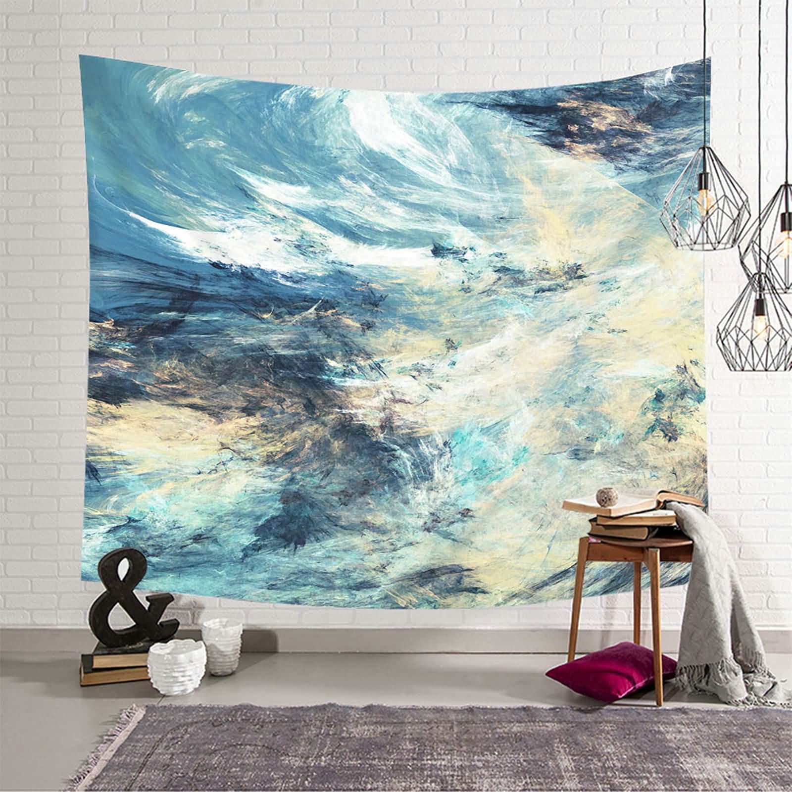 Tapiz de pared de poliéster KnSam con acabado textil limpio y suave de diseño contemporáneo