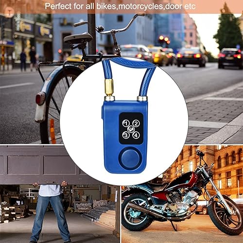 Miniatura 7 de Candado de cadena para bicicleta con alarma, Y787 Smart Alarm Lock antirrobo de cadena de motocicleta para scootercochecitopuerta azul