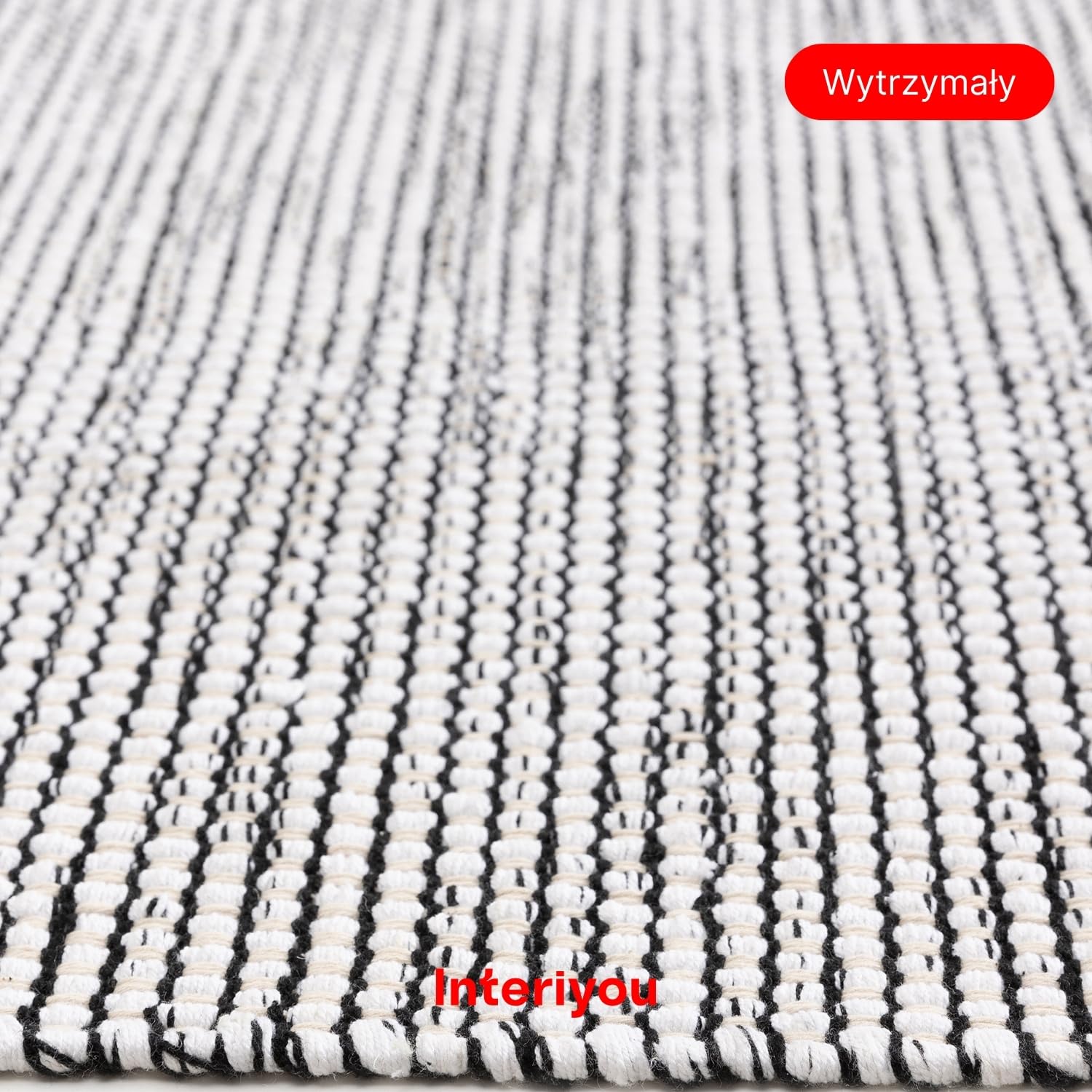Interiyou dywan salon ręcznie tkany Riga - 140x200 cm Beżowy/Czarny - 100% ręczna robota, naturalne włókno, płaski splot