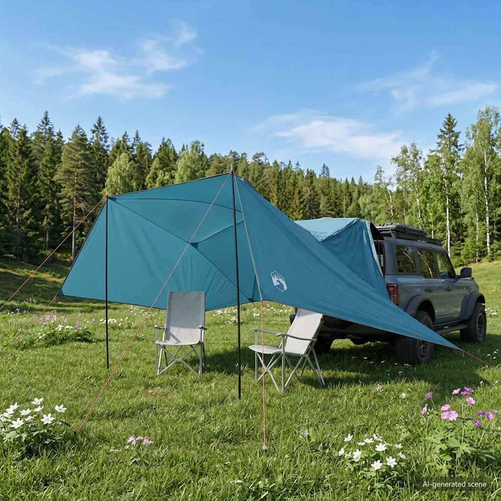Tente de voiture - Vert olive - 350 x 250 cm - Abri de voiture pliable en polyester et acier - Carport mobile avec ouverture d'air pour jardin et cour - Protection de voiture flexible
