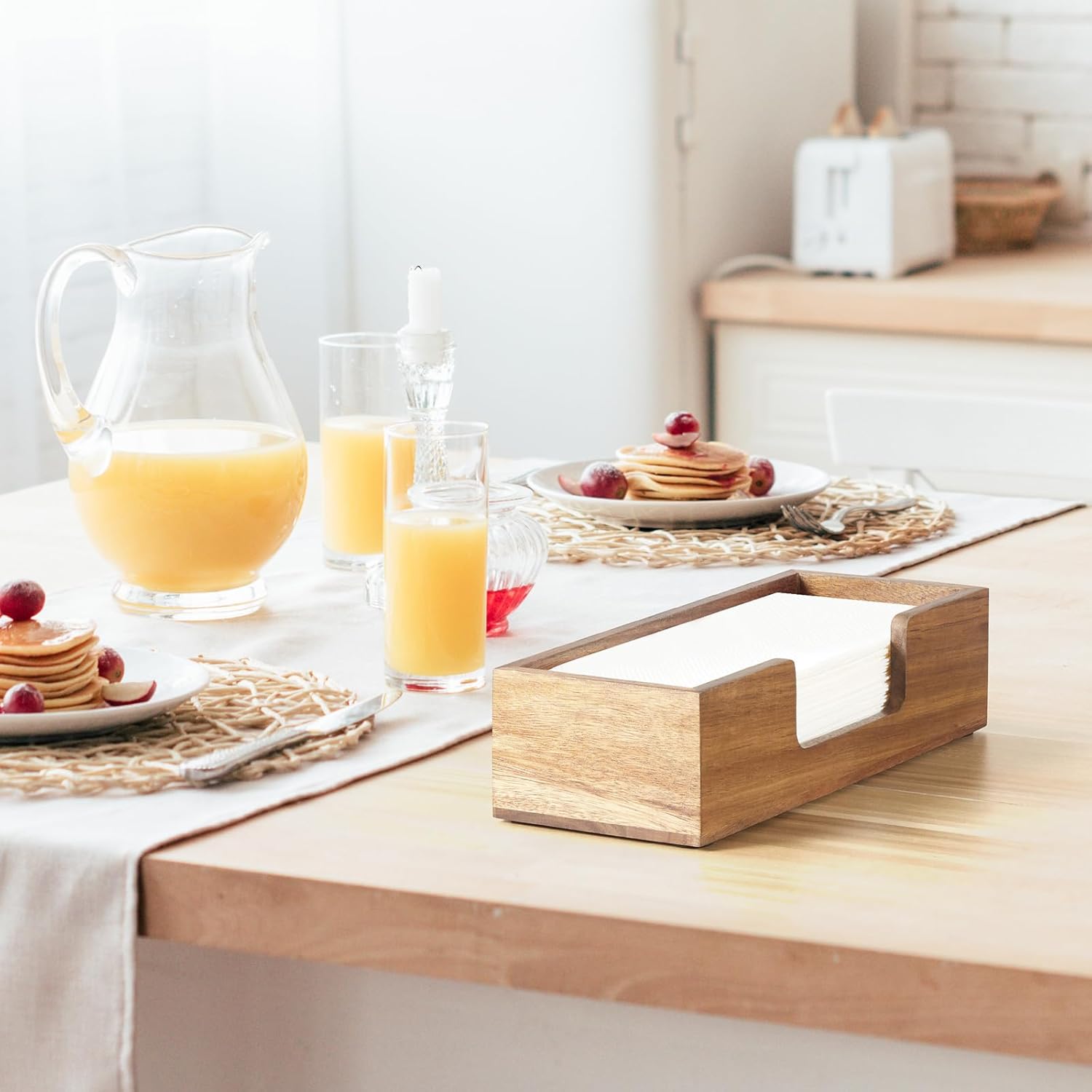 Paper Towel Dispenser Countertop, Acacia Wood Folded Paper Hand Towel Holder for Guest Bathroom, Commercial Tabletop Tissue Dispenser Tray for Multifold C-Fold, Z-Fold, Trifold - Image 7