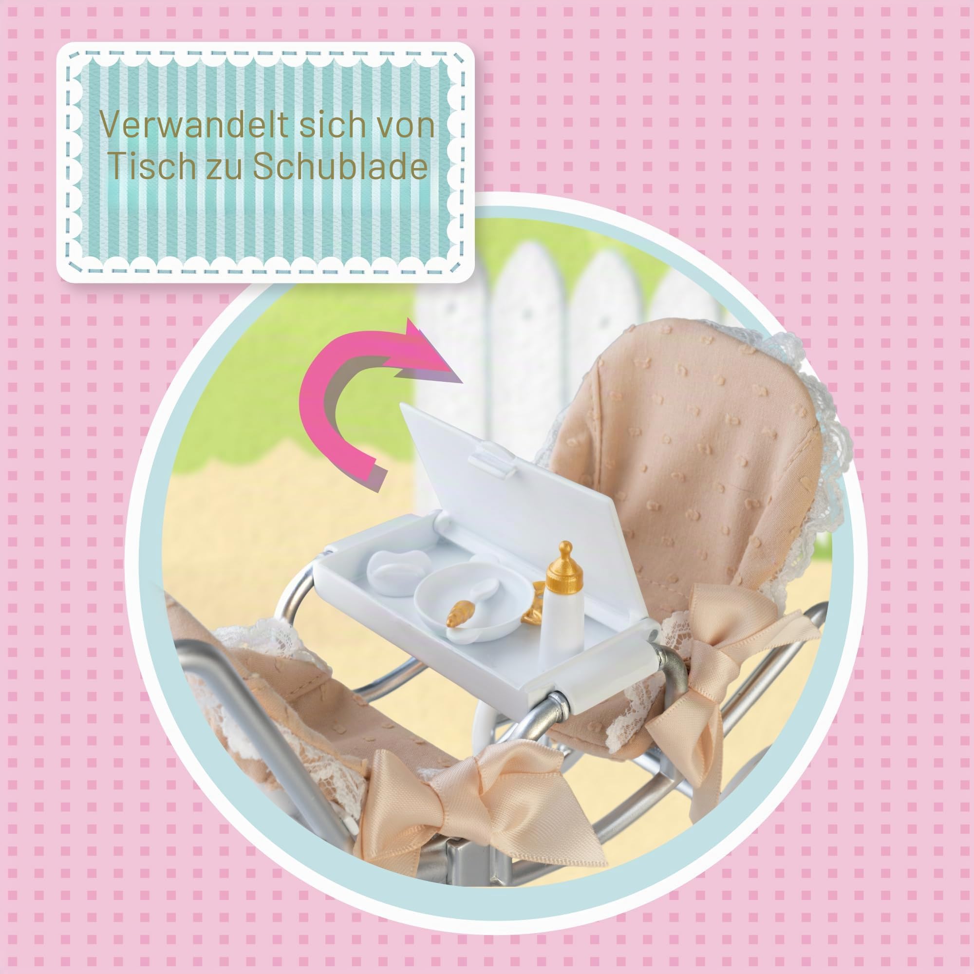 BARRIGUITAS Zwillingswagen, Spielzeug-Set mit Kinderwagen für Babypuppen, mit 4 Zubehörteilen, für Jungen und Mädchen ab 4 Jahren, berühmt (BFG06000)