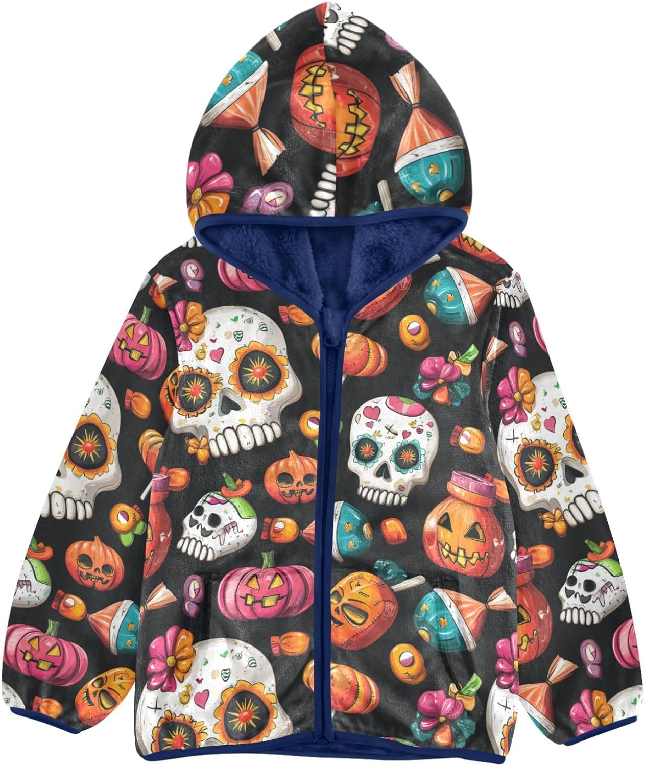 Halloween Skulls Candies Toddler Winter Jackets Children Coat Warm Baby Boys Clothes 3T