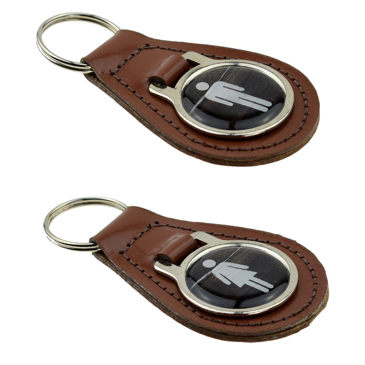 Gtr-Prestige Giftware Beige Tan Bonded Leather His & Hers Sign Keyring Set