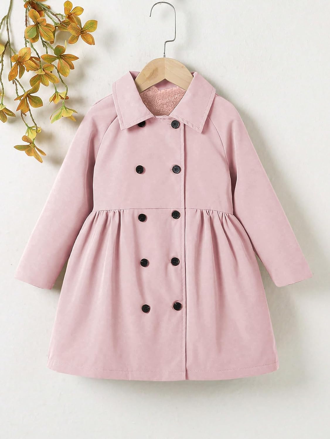 SOLY HUX Toddler Girl's Double Breasted Long Sleeve Trench Coat Teddy Lined Outerwear Winter Pea Coats