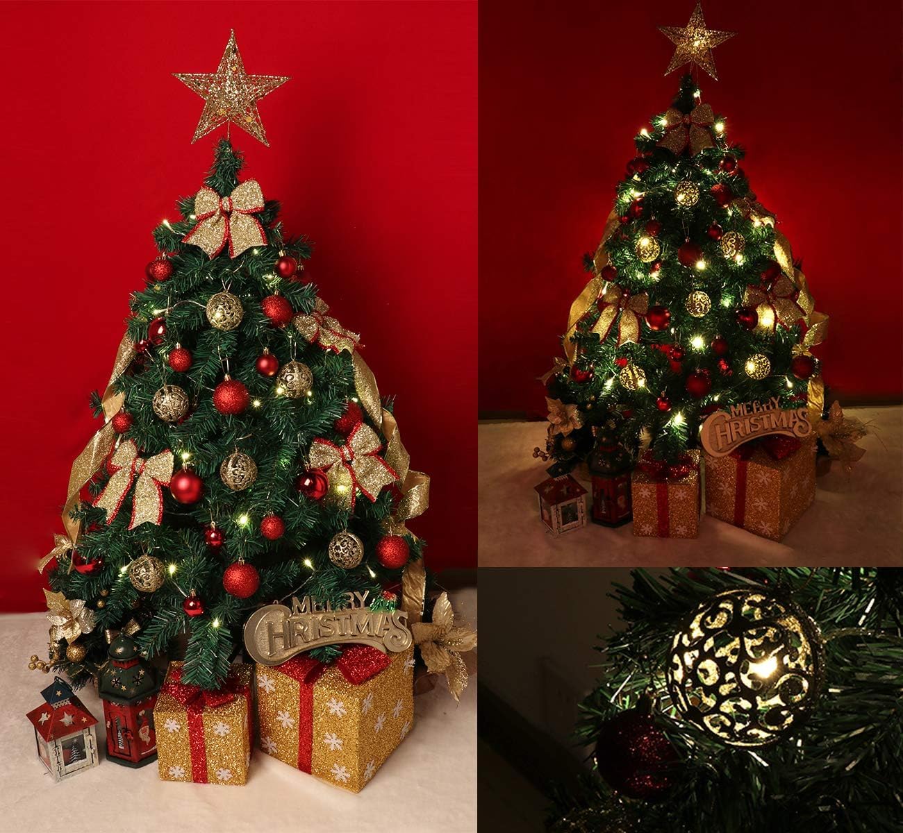 Kerstballenset,ilauke 100 stuks Kerstballen rood en goud,onbreekbare