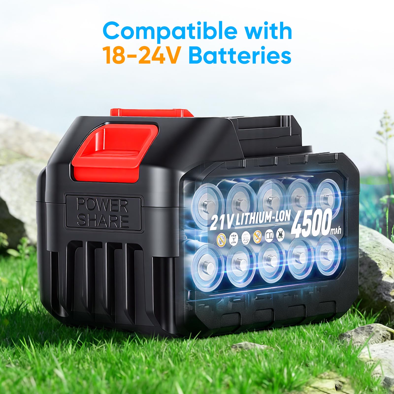 Desbrozadora Inalámbrica 600W, Cortacésped y Bordes 2-en-1, Motor Brushless con Pantalla LED, Mango Ajustable, con 2 baterías, Incluye Cuchillas y Gafas de Seguridad