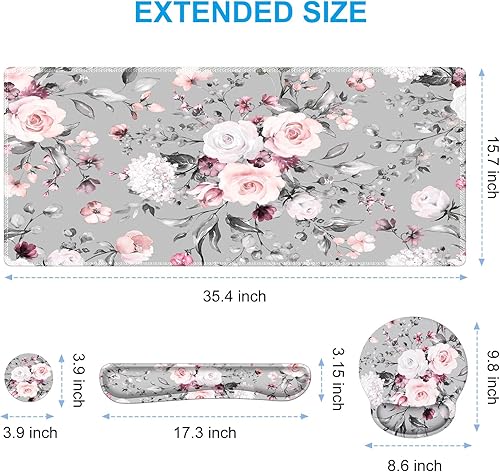 Miniatura 2 de iCasso Juego de soporte de muñeca grande para mouse, 4 en 1 XXL + reposamuñecas para teclado + reposamuñecas para mouse + juego de posavasos con