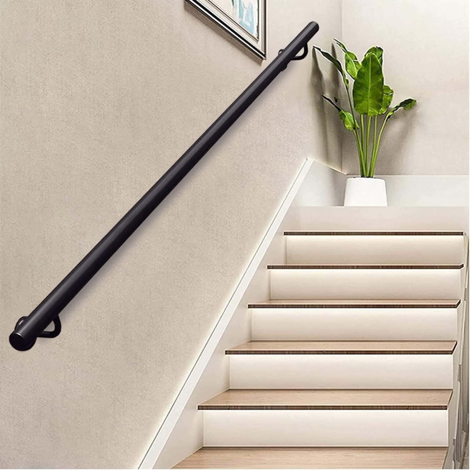 FKXSXAZ Modern Handrails for Stairs, Non-Slip Staircase Banister Railing Indoor Outdoor Wall Mount Support, Matte Black Grab Bar Kit Interior Stair Hand Rails Home Decoration(16ft/480cm)