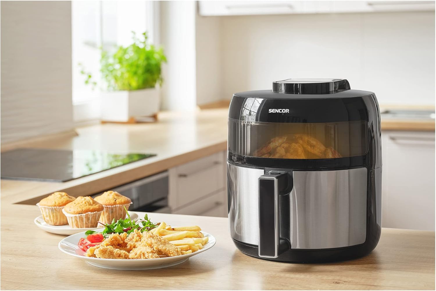 Sencor Friggitrice ad Aria Air Fryer, Capacità di 5L, 1500W, Sistema di Friggere senza Olio, Tecnologia di Circolazione dAria Veloce, Display a LED, Controllo Tattile, 8 Programmi Preimpostati, Nero Sencor Friggitrice ad Aria Air Fryer, Capacità di 5L, 1500W, Sistema di Friggere senza Olio, Tecnologia di Circolazione dAria Veloce, Display a LED, Controllo Tattile, 8 Programmi Preimpostati, Nero