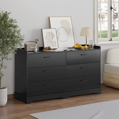 Miniatura 9 de Hasuit Cómoda doble de 6 cajones cómoda moderna torre de almacenamiento y cajoneras organizador de ropa grande para dormitorio