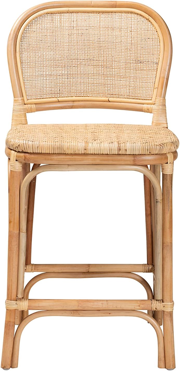 Bali & pari Adrena Modern Bohemian Natural Rattan Counter Stool