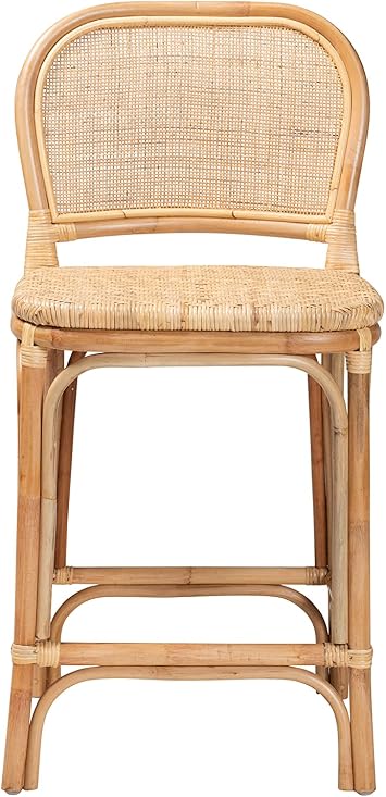 Bali & pari Adrena Modern Bohemian Natural Rattan Counter Stool