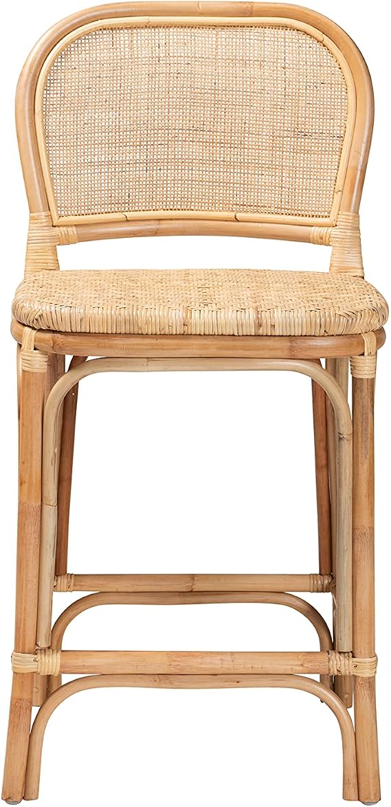 Bali & pari Adrena Modern Bohemian Natural Rattan Counter Stool