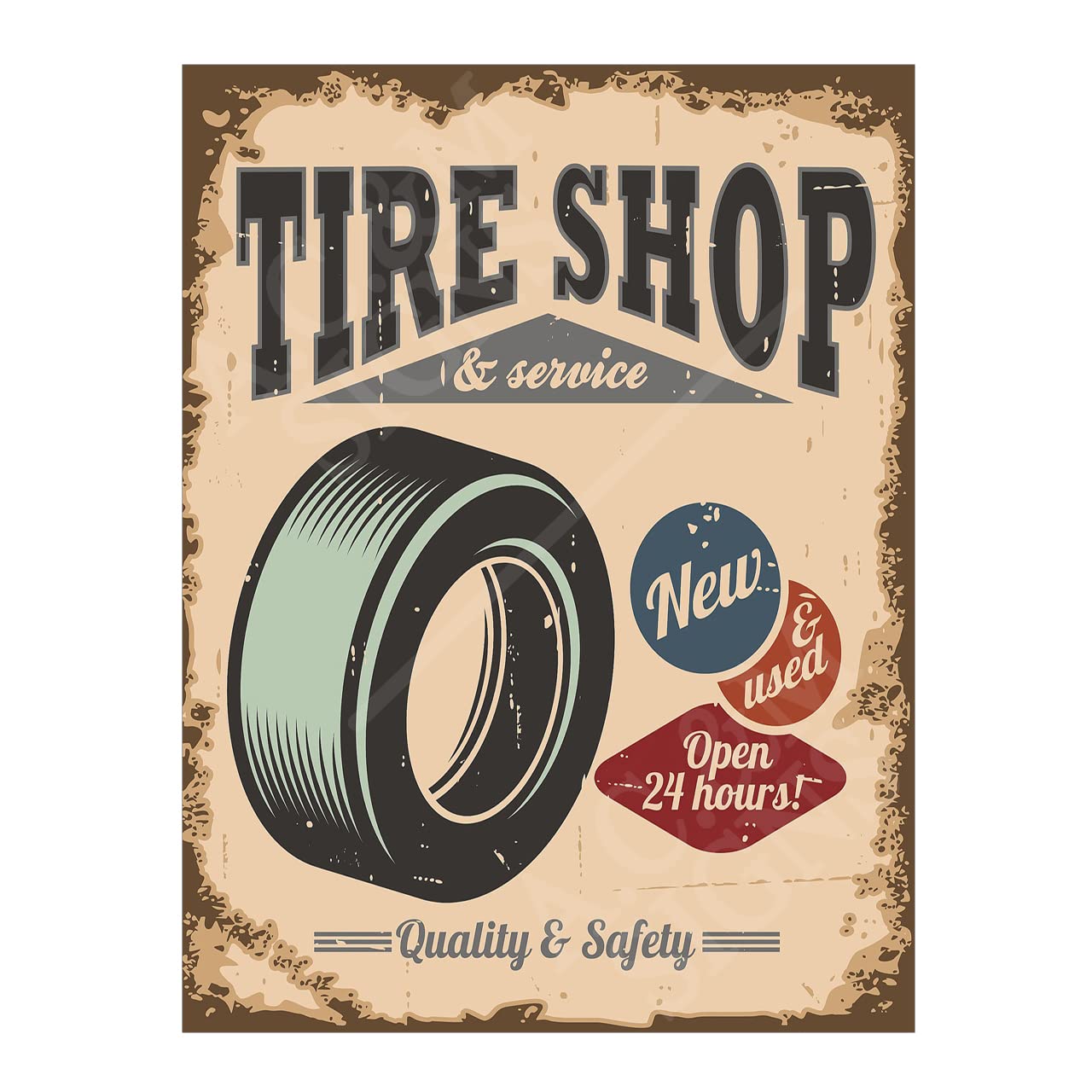 Tyre Car Garage Sign Metal Plaque Retro Home Bar Pub Bike Man Cave Shed Garden Vintage Sign Ref261 (10X8 inches (Approx)25cmx20cm)