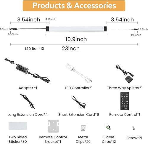 Miniatura 6 de Kit de luces para debajo del gabinete, accesorios de iluminación LED inteligentes regulables, barra enlazable de 24 V, luces LED de mostrador para