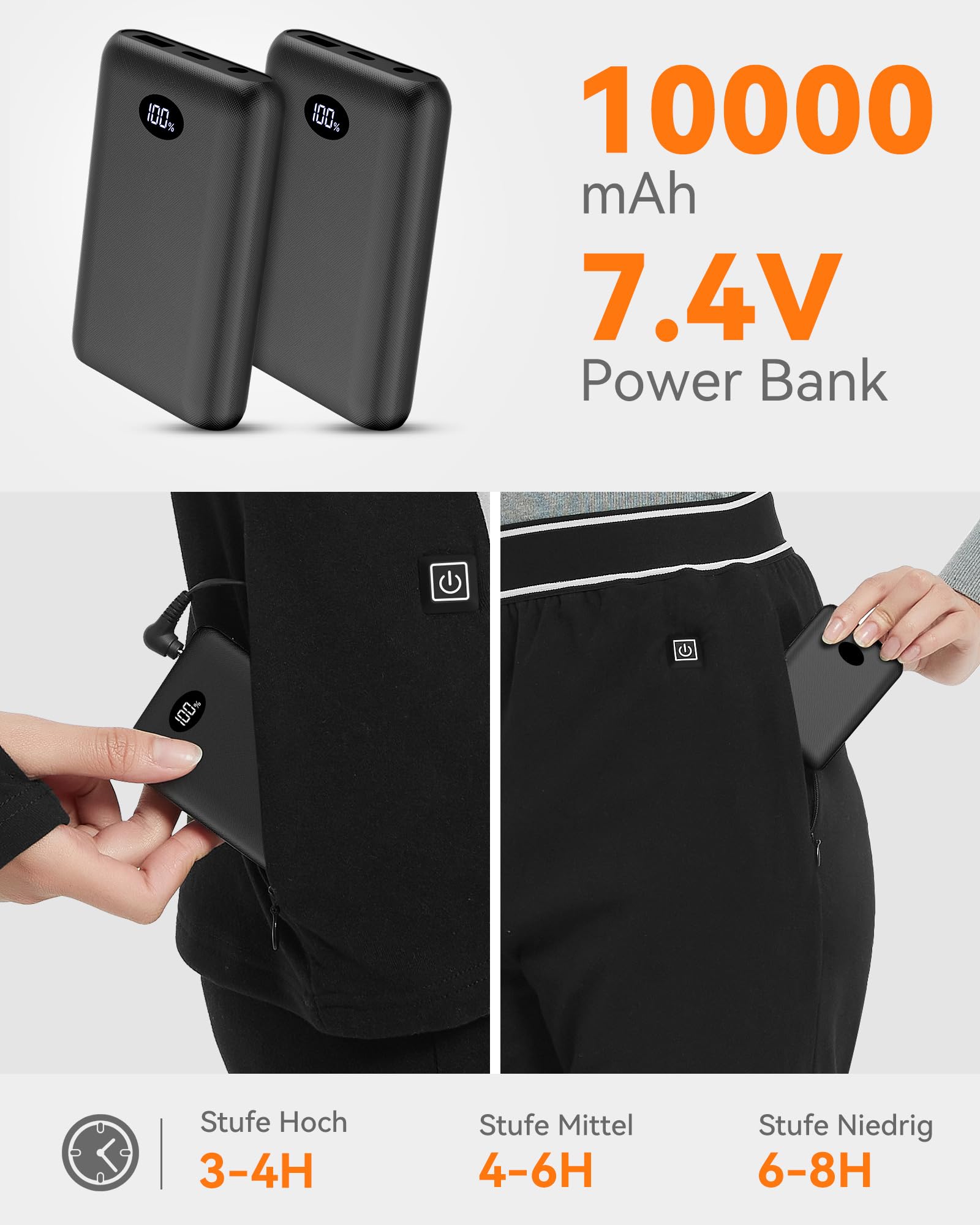 FERNIDA Beheizbare Unterwäsche Set, Damen Beheizte Warme Thermounterwäsche, Winter Warme Beheizbare Kleidung für Alltag Zuhause und Outdoor-Aktivitäten, L