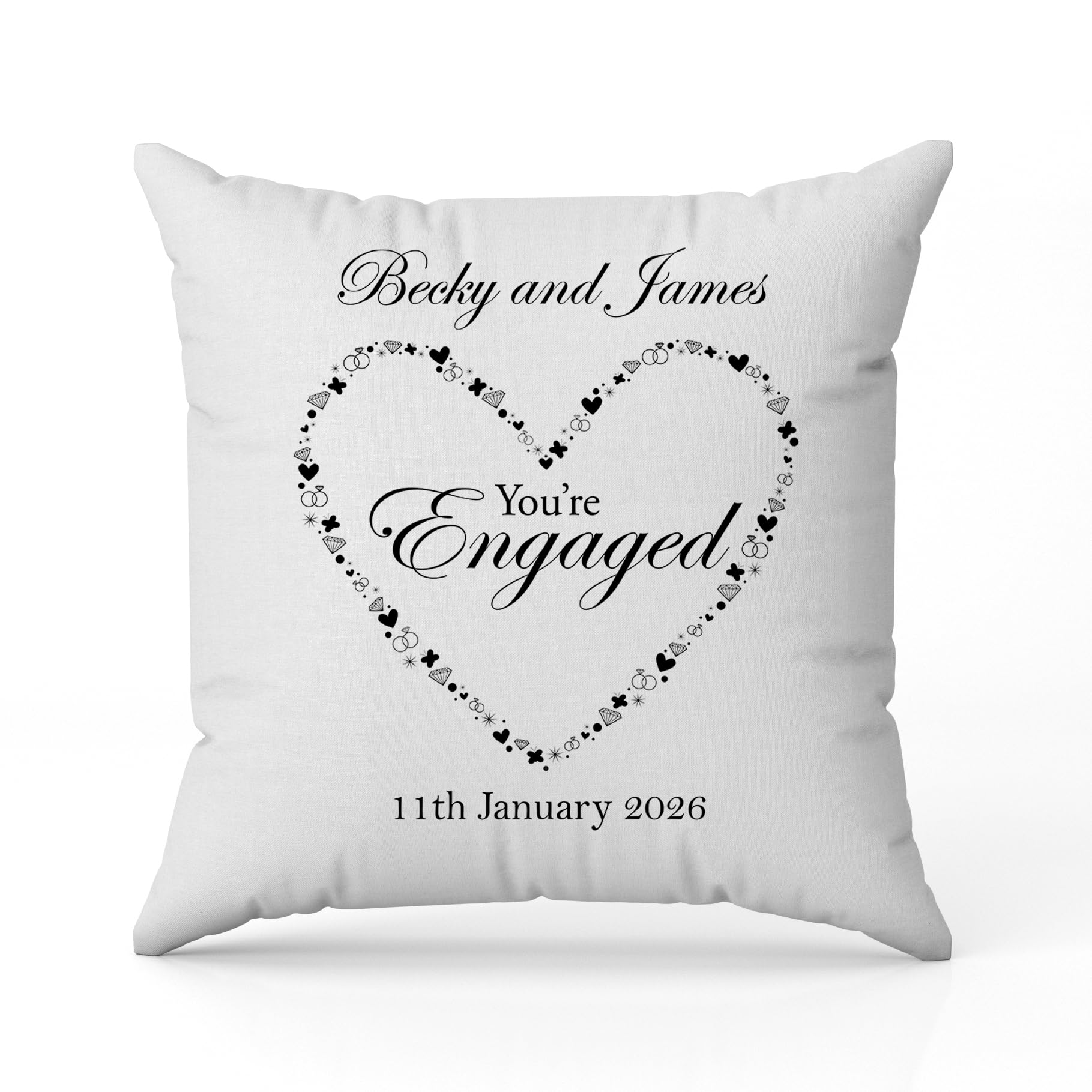 The Gift Experience Personalised You're Engaged Heart Design Pillow Cushion, Engagement Gifts, Home Gifts, Personalised Gifts
