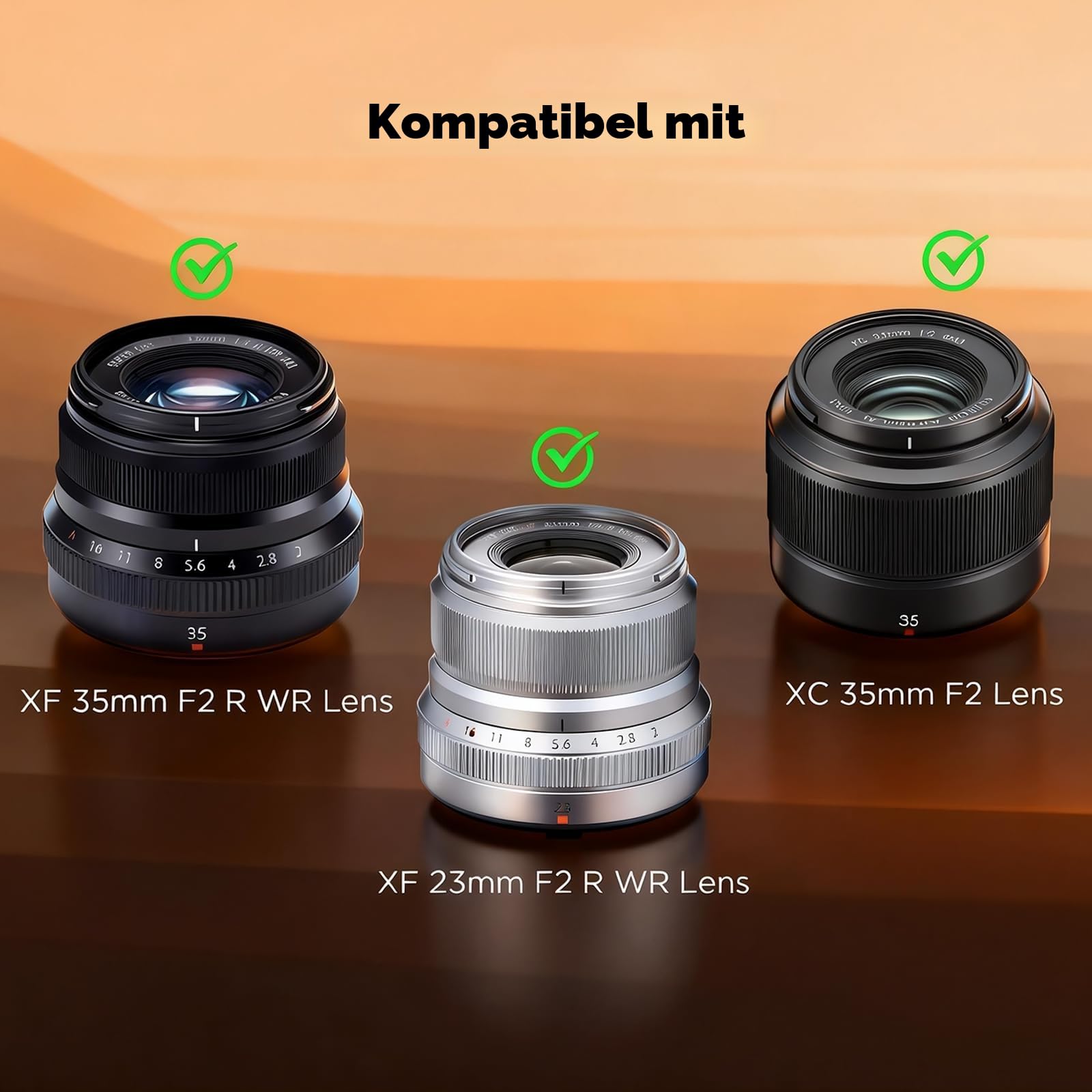 Haoge Gegenlichtblende Bajonett Metall quadratisch für Fujifilm XF35mmF2 R WR, Fuji XF23mmF2 R WR XC 35mm F2 Haube, ersetzt Fujifilm LH-XF35-2 Blende