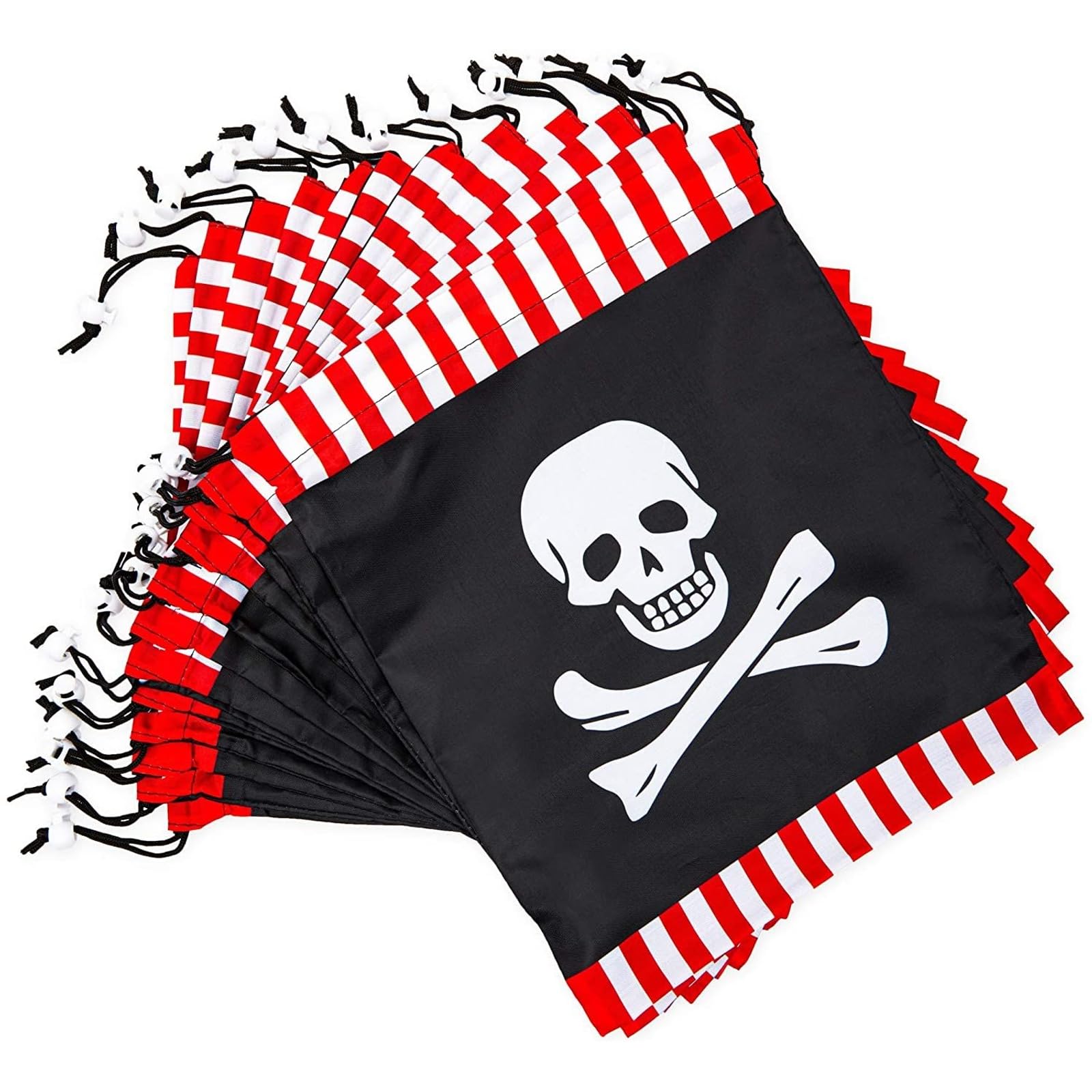 Pirate Skull Drawstring Party Favour Bags for Kids (12-Pack, 30.5 x 25.5 cm)