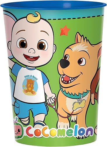 Amscan Taza multicolor vibrante y reutilizable de Cocomelon, 16 onzas (1 unidad), suministros de fiesta perfectos para niños y fanáticos