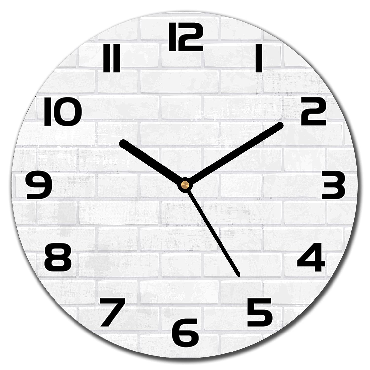 Horloge en verre brique de pierre naturelle Coloray 30 cm aiguilles noires
