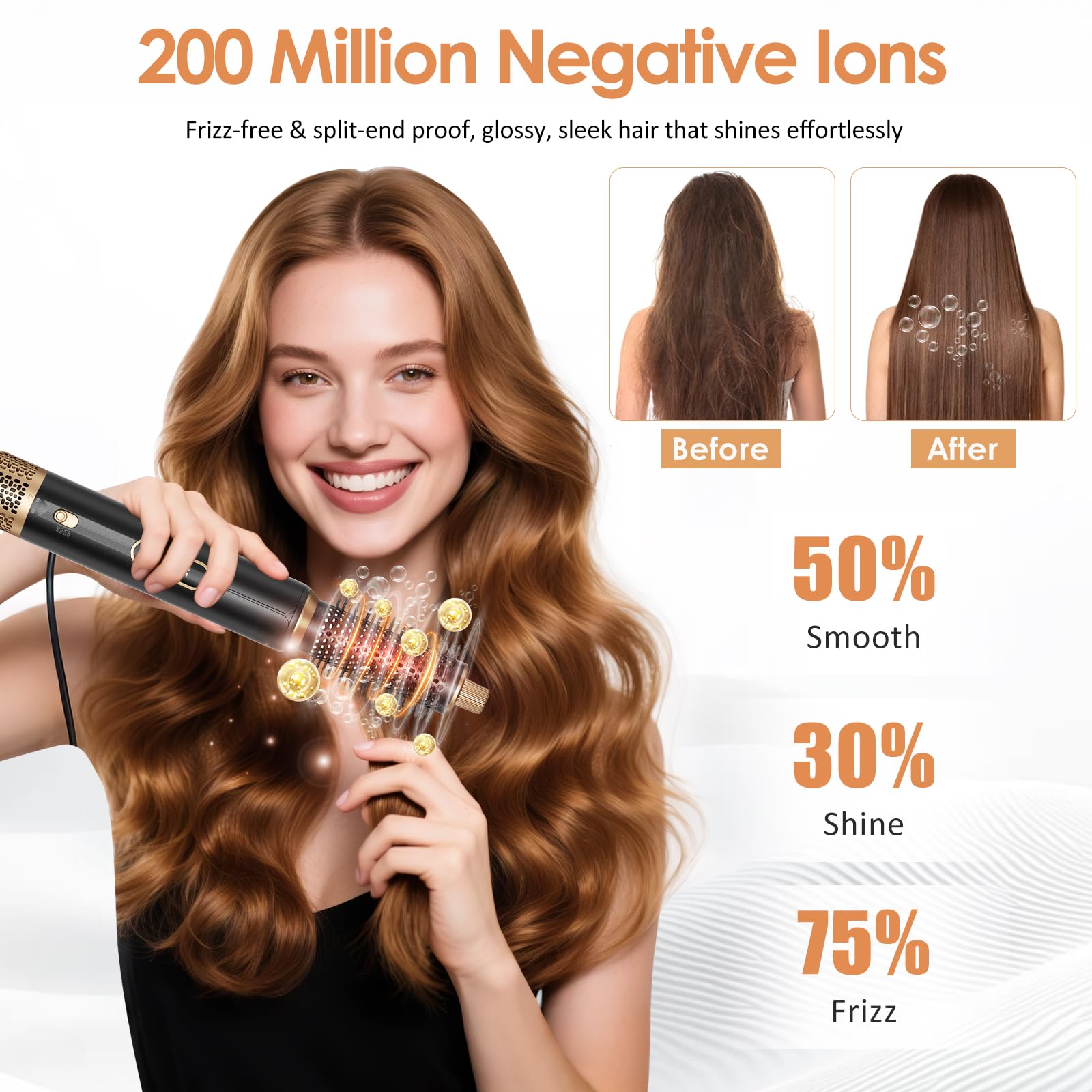 5-in-1 Heißluftstyler Set, Heißluftstyler mit Automatischem Lockenstab & Föhn, Automatischer Airstyler mit Ionen-Technologie für Volumen & Glanz, 3 Temperaturen mit LCD für alle Haartypen