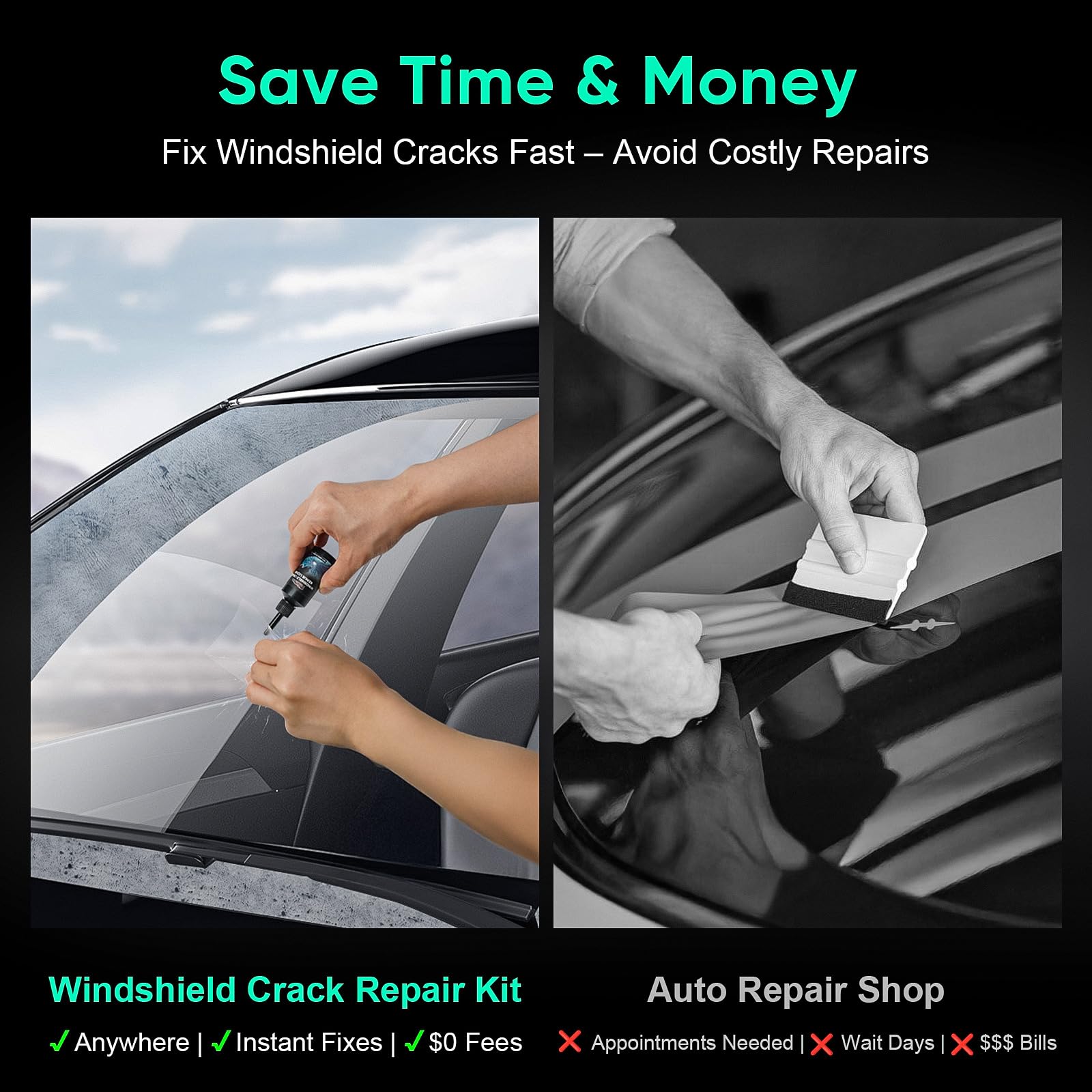 Windshield Chip Repair Kit - 2026 Upgrade Car Windshield Crack Repair Kit, Glass Repair Liquid for Cracks and Chips, Rock Chip Repair Kit for Fix Windows, Mirrors, Glasses, All Crack Types - 5
