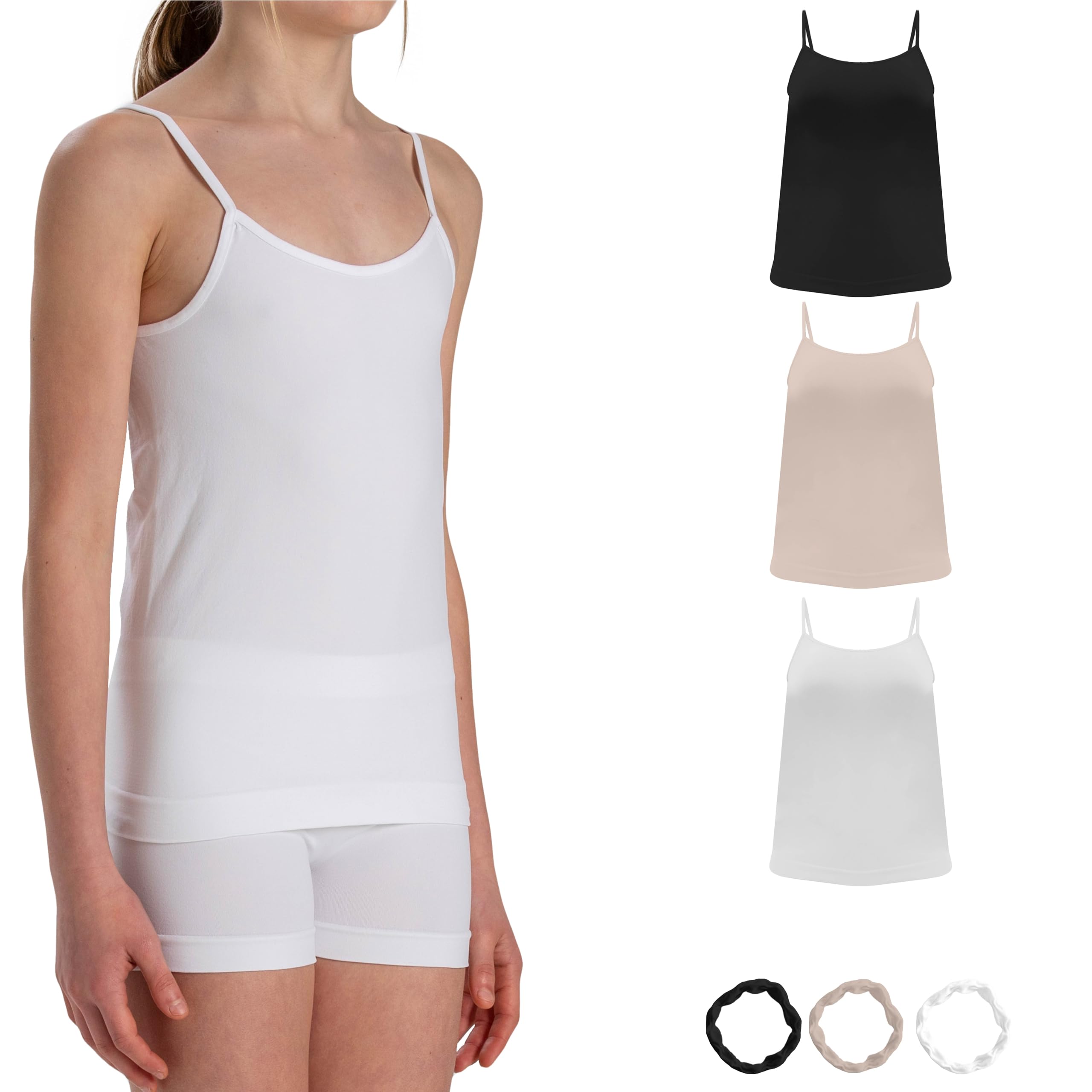 Risalti Camiseta Tirantes Niña Microfibra 3 PZ - Camiseta Niña, Camisetas De Tirantes para Niña, Camiseta De Tirantes, Top Niña, Ropa Niña Sin Costuras, Brazaletes De Regalo - Made In Italy