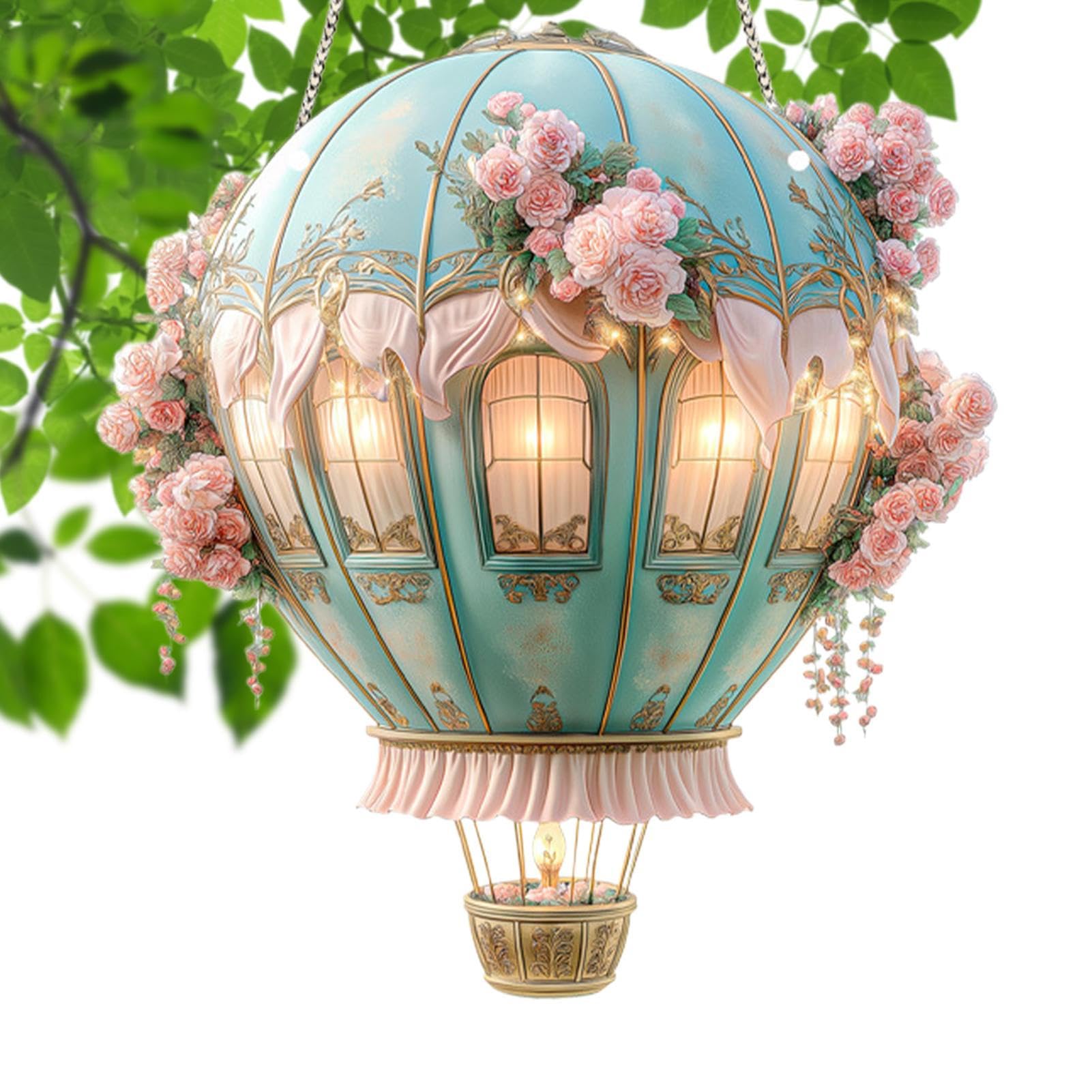 Fenayuu Hot Air Balloon Ornament - Charm Hot Air Balloon Ornament - Acrylic 2D Model Decoration for Yard Garden Party Patio Camping Farmhouse Path Charming
