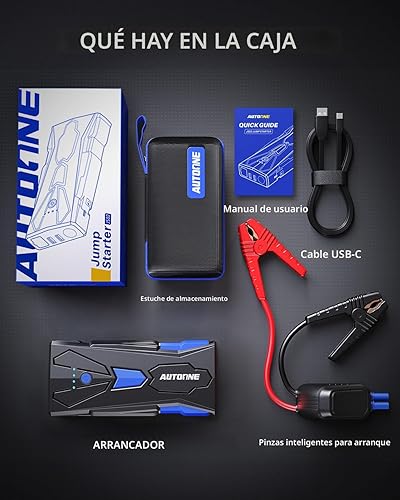 Miniatura 9 de AUTOONE Arrancador de batería de coche de 6000 A hasta todos los motores de gasolina y diésel de 12 L, arrancador de batería de automóvil, caja de