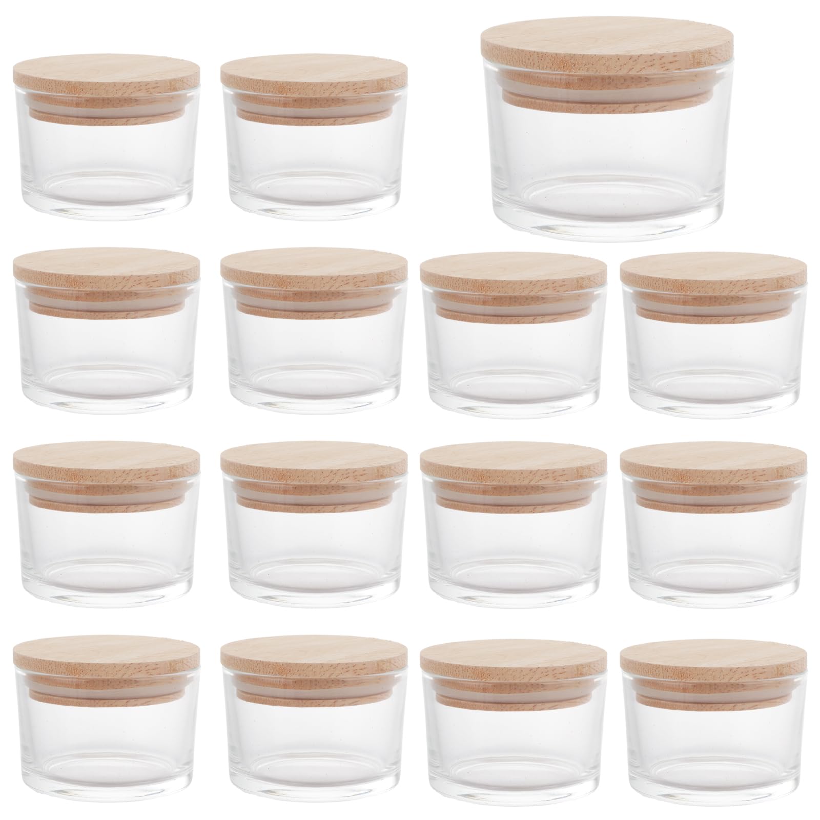 ASelected 15 Pcs 4 oz Clear Glass Candle Jars with Lid, High Transparence Empty Candle Jars, Bamboo Lid Glass jars for Candles Making Candles Spice Powder Storage