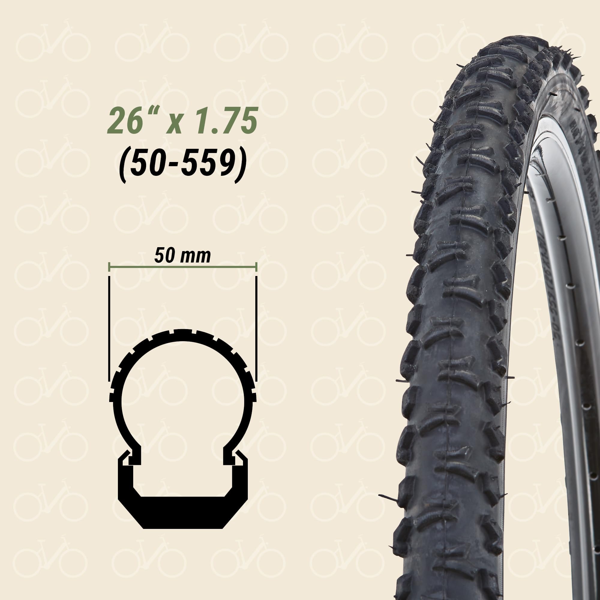 Prophete Fahrradreifen 26 x 1,90 (50-559) für Mountainbikes, vielseitiges ATB-Reifenprofil, schwarz – Perfekt für Straße und Gelände : Prophete Sport & Freizeit