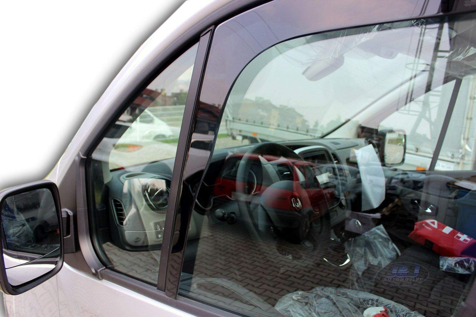 J&J AUTOMOTIVE Windabweiser passend für Renault Trafic 3 ab 2014 2tlg, Heko Regenabweiser Vorne Getönt Dunkel Passform