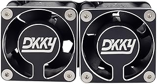 DKKY 1/10 1/8 1/5 RC Model Car Brushed Brushless Motor Heatsink 4028 High Speed Cooling Fan Dual Fans 12V Aluminum Fan Cover DIY Kits for TRAXXAS ARRMA Axial RC Car Upgrade Parts (Black)